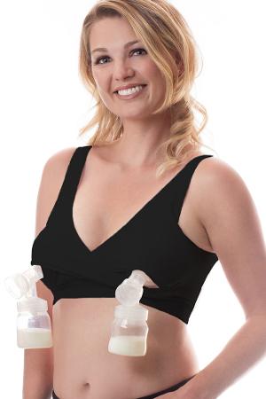 Rumina Classic Crossover Hands-Free Pump&Nurse™ Cotton Bra w. Back Clasp (Black) by Rumina