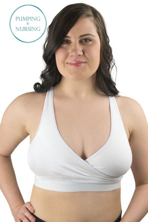 Rumina Hands-Free Pump&Nurse™ Racerback Bra (White) by Rumina