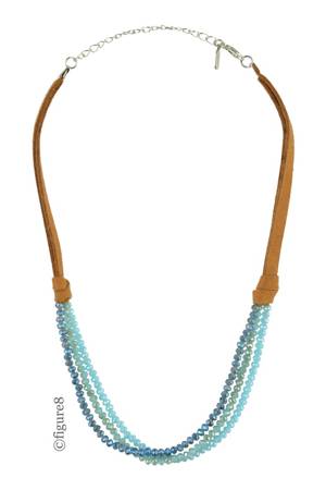 Wildflower Brown Rope Necklace with Beading (Turquoise Beading) by Jewelry Accessories