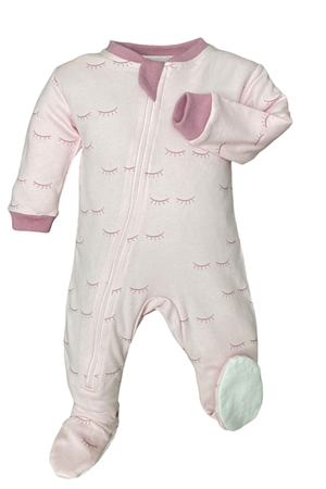 ZippyJamz Organic Baby Footed Sleeper Pajamas w. Inseam Zipper for Easy Changing (Sweet Lashes) by ZippyJamz