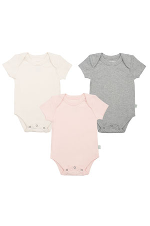 Finn + Emma Basics Organic Bodysuits - 3 Pack (Off-White, Grey & Pink) by Finn + Emma