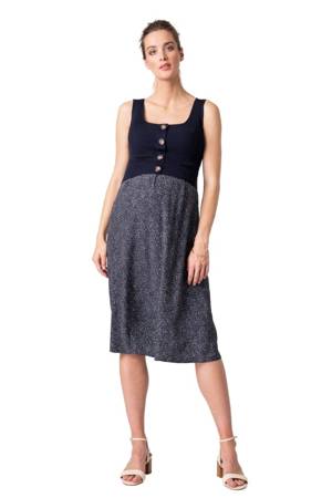 Bristol Button Detail Nursing Dress (Navy/ White) by Seraphine