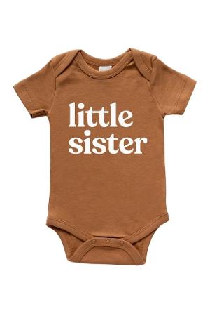 Gladfolk Organic Baby Bodysuit (Camel Little Sister) by Gladfolk