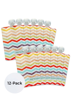 Sage Spoonfuls Reusable Baby Food Pouches 12 pack (Chevron) by Sage Spoonfuls