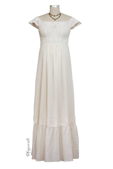 Olian Victorian-Lace Maternity Gown (Ivory)
