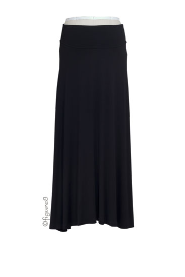 Olian Under/Over Belly Long Lycra Maternity Skirt (Black)