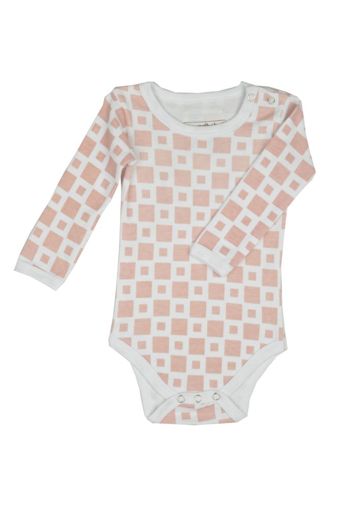 L'ovedbaby Long-Sleeve Baby Girl Bodysuit (Pink Tile)
