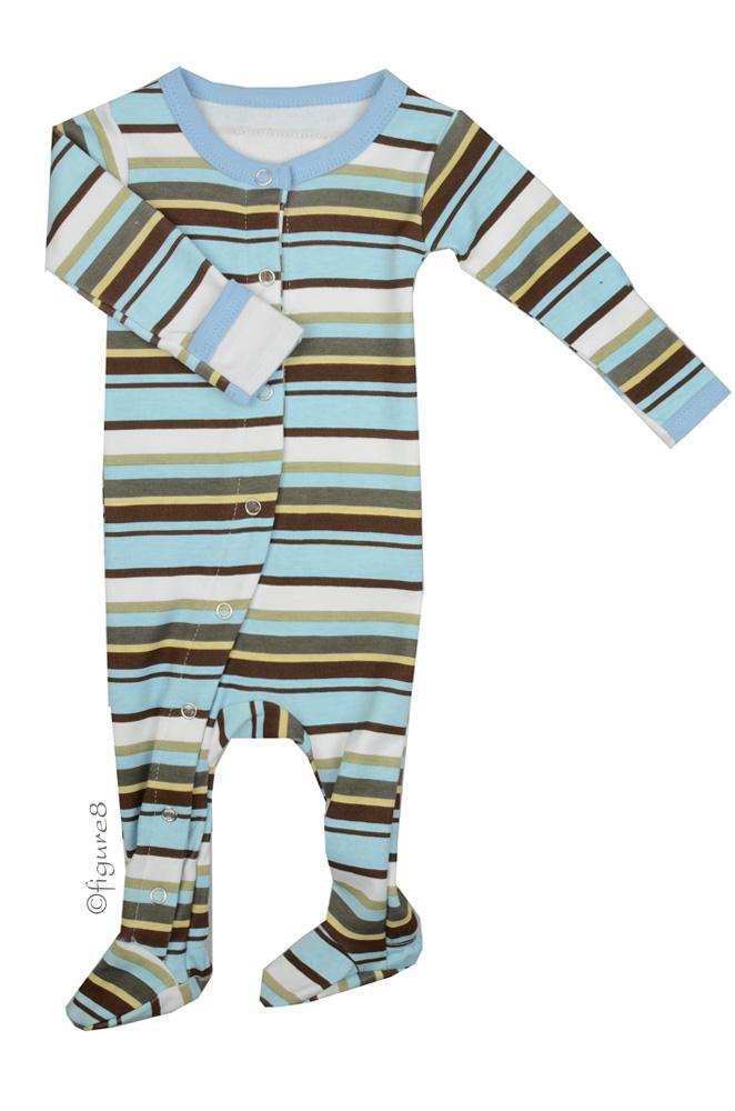 L'ovedbaby Gl'oved-Sleeve Baby Boy Overall (Cool Stripes)