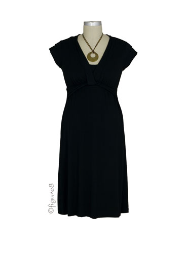 Vivian Bamboo Twist Front Nursing Dress (Black)