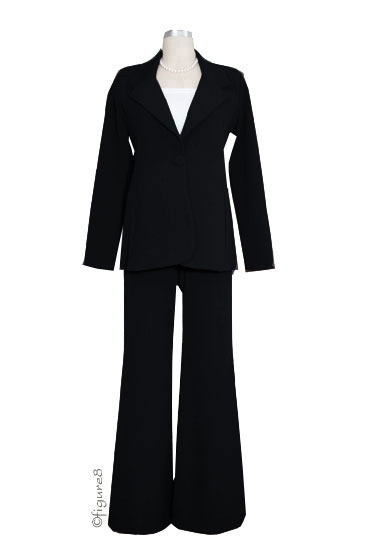 Wide-Leg 3-pc. Maternity Pant & Skirt Suit (Black)