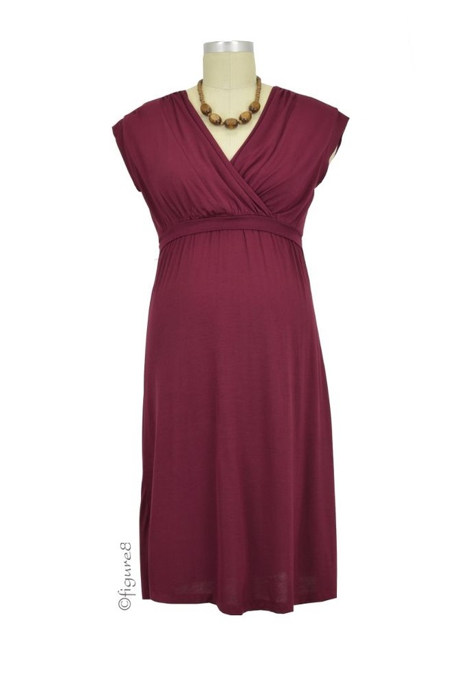 Belle Maternity & Nursing Dress (Wine)