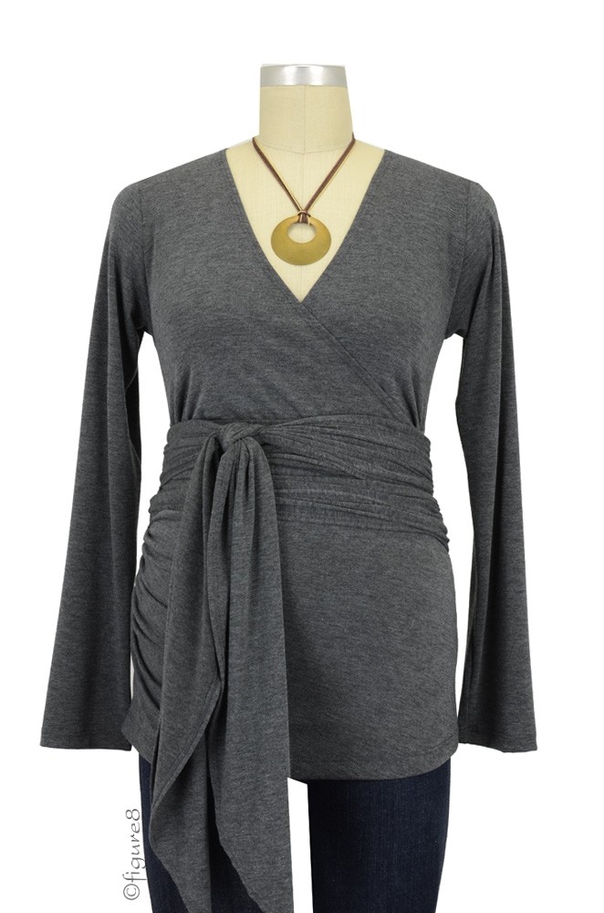 The Bella Wrap Around Maternity Top (Charcoal)