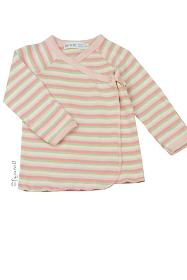 Organic Long Sleeve Side Snap Baby T-shirt (Pink Stripes)