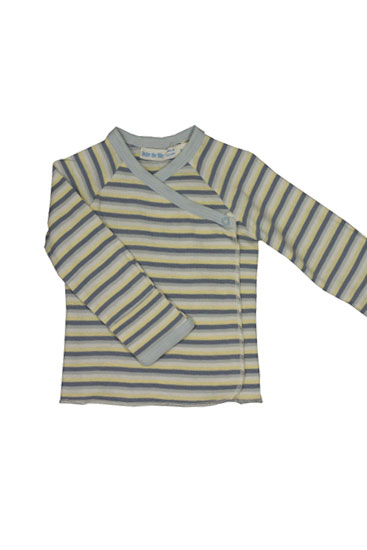 Organic Long Sleeve Side Snap Baby T-shirt (Blue Stripes)
