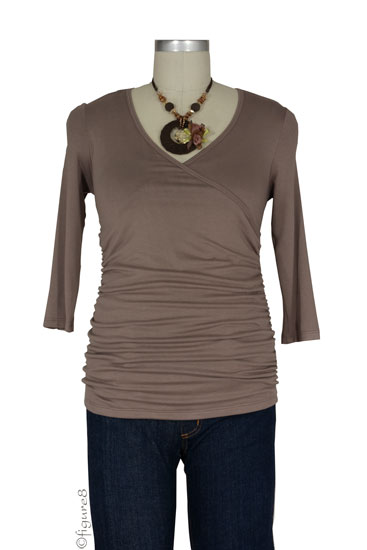 Cynthia Wrap-Ruched Nursing Top (Cocoa)