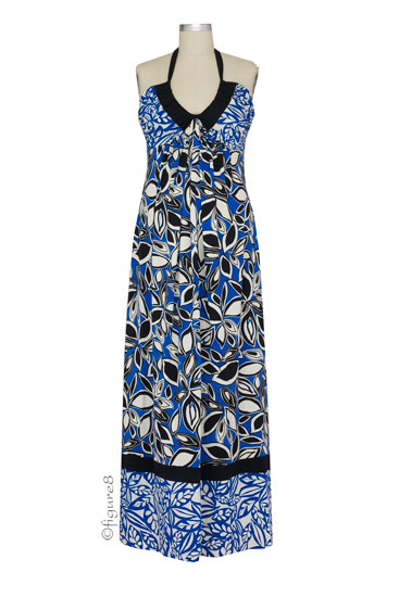 Eclipse Maxi Maternity Dress (Blue Leaf Combo Print)