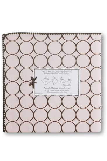 Swaddle Designs Ultimate Receiving Blanket (Pastel Pink w. Brown Circles)