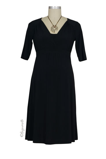 D&A Lux Surplice Nursing Dress (Black)