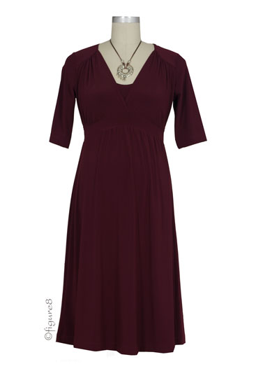 D&A Lux Surplice Nursing Dress (Burgundy) D&A Lux Surplice Nursing Dress (Burgundy)