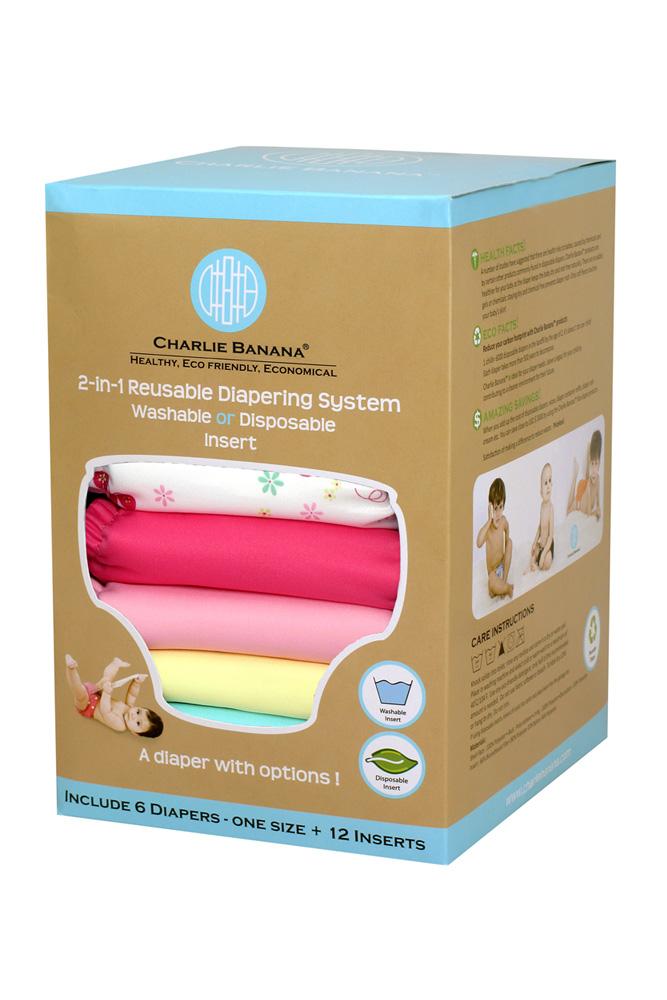 Charlie Banana® 2-in-1 Reusable Diapers - 6 Pack (Butterfly) Charlie Banana® 2-in-1 Reusable Diapers - 6 Pack (Butterfly)