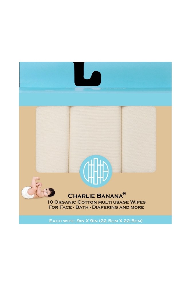Charlie Banana® Organic Cotton Wipes- 10 Pack (Natural)