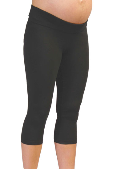 Cotton Capri Maternity Leggings (Black)