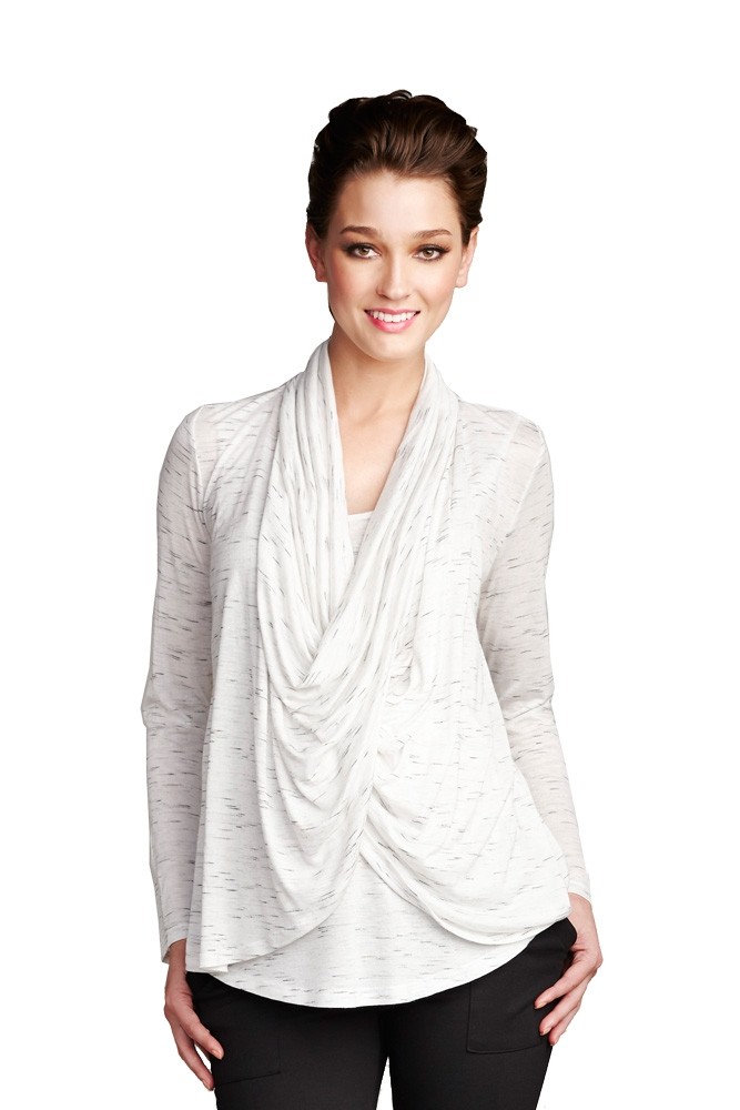 Chrissy Drape Maternity & Nursing Top (White Slub) Chrissy Drape Maternity & Nursing Top (White Slub)