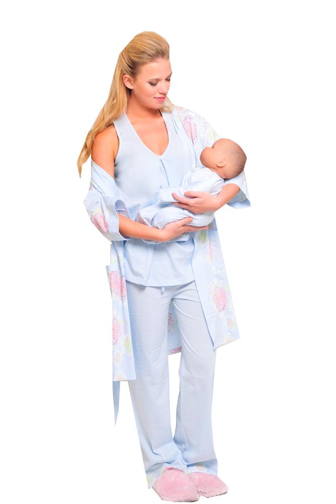 Olian 4-Piece Nursing PJ Set (Blue Print)
