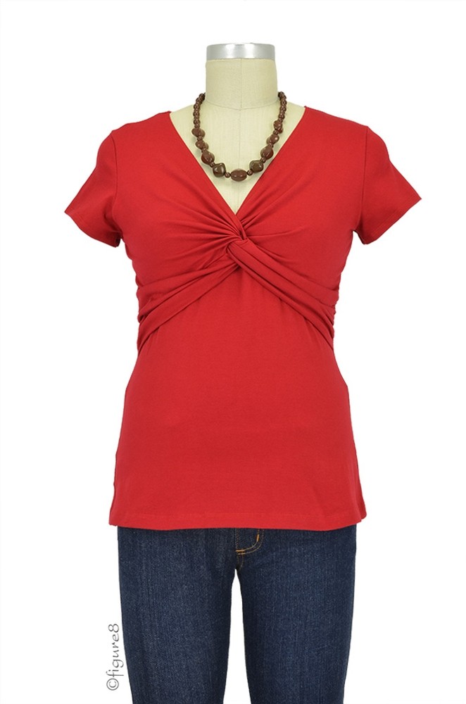 Knot Front Nursing Top (Red)