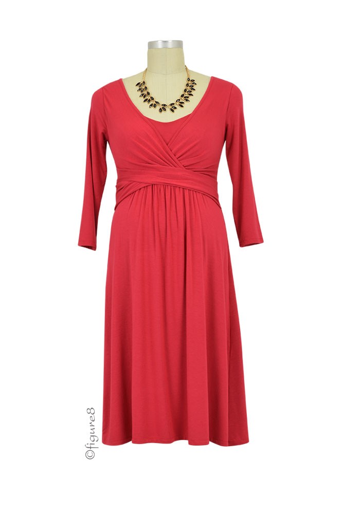 Ilana Cross Wrap Nursing Dress (Crimson)