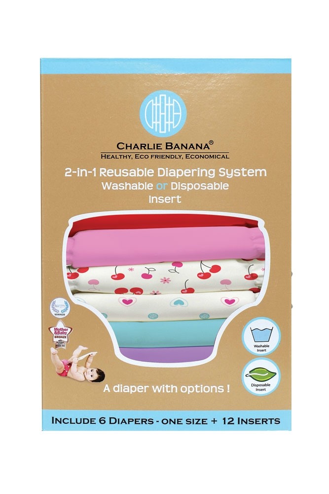 Charlie Banana® 2-in-1 Reusable Diapers - 6 Pack (Sweet Cherries)