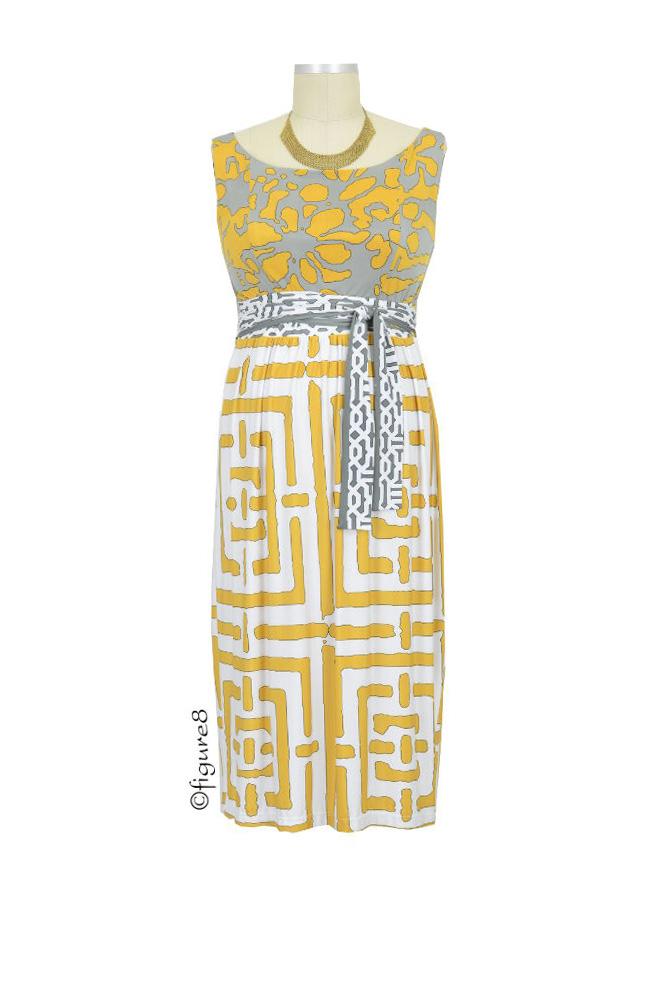 Brooke Maternity Dress (Yellow Geometric Print)