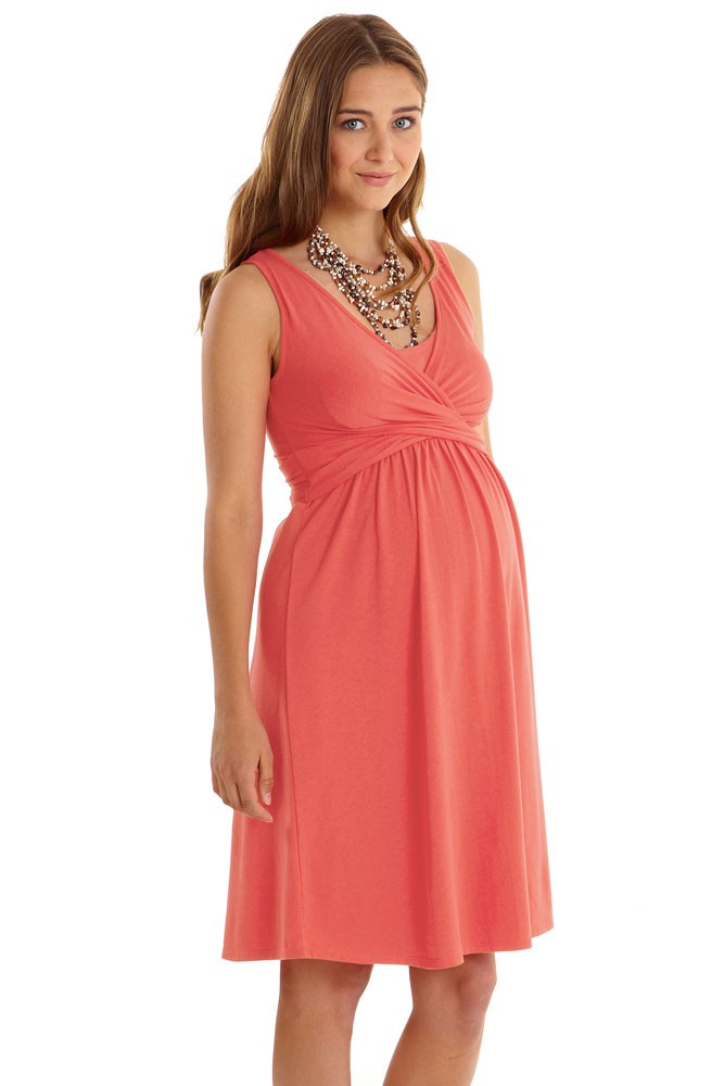 Ava Sleeveless Wrap Maternity & Nursing Dress (Nectarine) Ava Sleeveless Wrap Maternity & Nursing Dress (Nectarine)