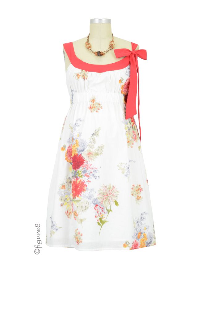 Darling Maternity Dress with Bow (Red Bouquet)