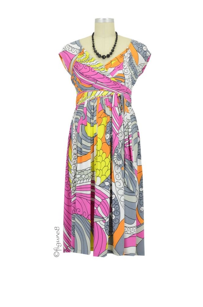 Cami Maternity Dress (Multi-Color Wave Print)