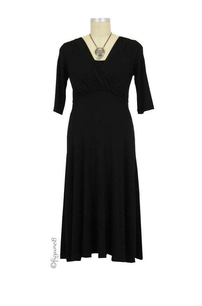 Lila Tummy Tuck Nursing Dress with Sleeves (Black)