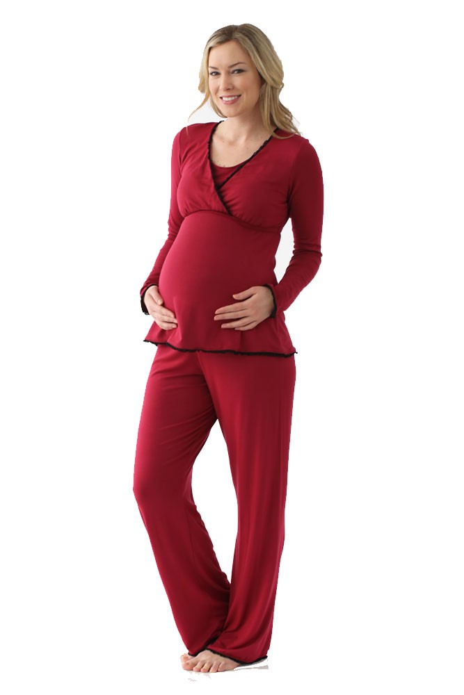 Majamas Margo Nursing PJ Set (Syrah with Black Lace) Majamas Margo Nursing PJ Set (Syrah with Black Lace)