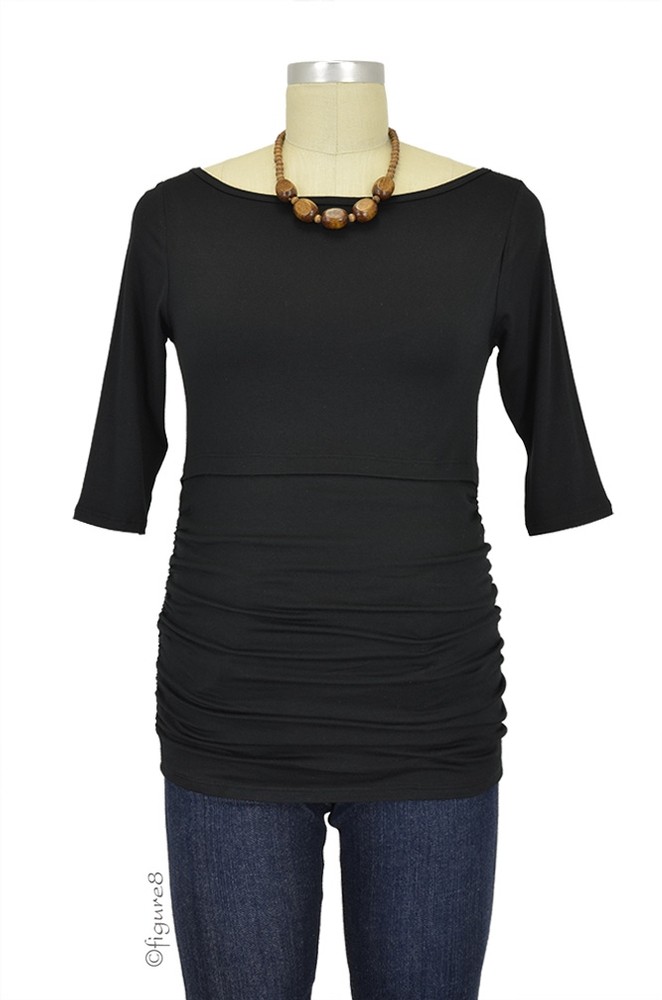 Baju Mama Audrey 3/4 Sleeve Boatneck Maternity & Nursing Top (Onyx) Baju Mama Audrey 3/4 Sleeve Boatneck Maternity & Nursing Top (Onyx)