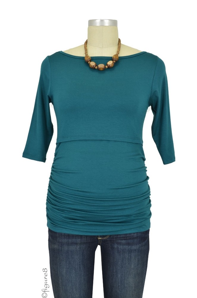 Baju Mama Audrey 3/4 Sleeve Boatneck Maternity & Nursing Top (Deep Lake) Baju Mama Audrey 3/4 Sleeve Boatneck Maternity & Nursing Top (Deep Lake)