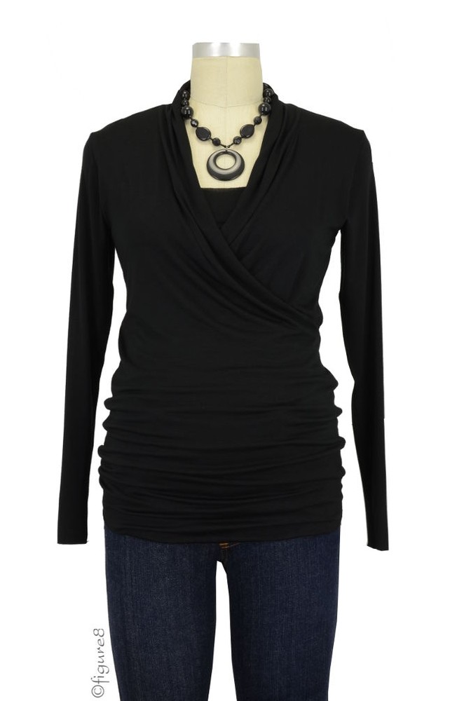Baju Mama Isabella Raw Edge Maternity & Nursing Top - Long Sleeve (Black) Baju Mama Isabella Raw Edge Maternity & Nursing Top - Long Sleeve (Black)