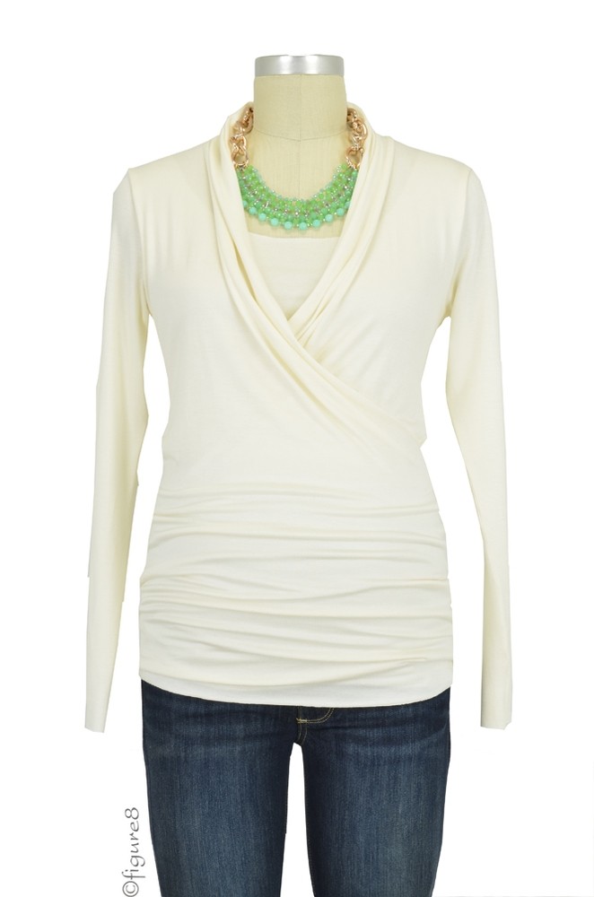 Baju Mama Isabella Raw Edge Maternity & Nursing Top - Long Sleeve (Desert) Baju Mama Isabella Raw Edge Maternity & Nursing Top - Long Sleeve (Desert)