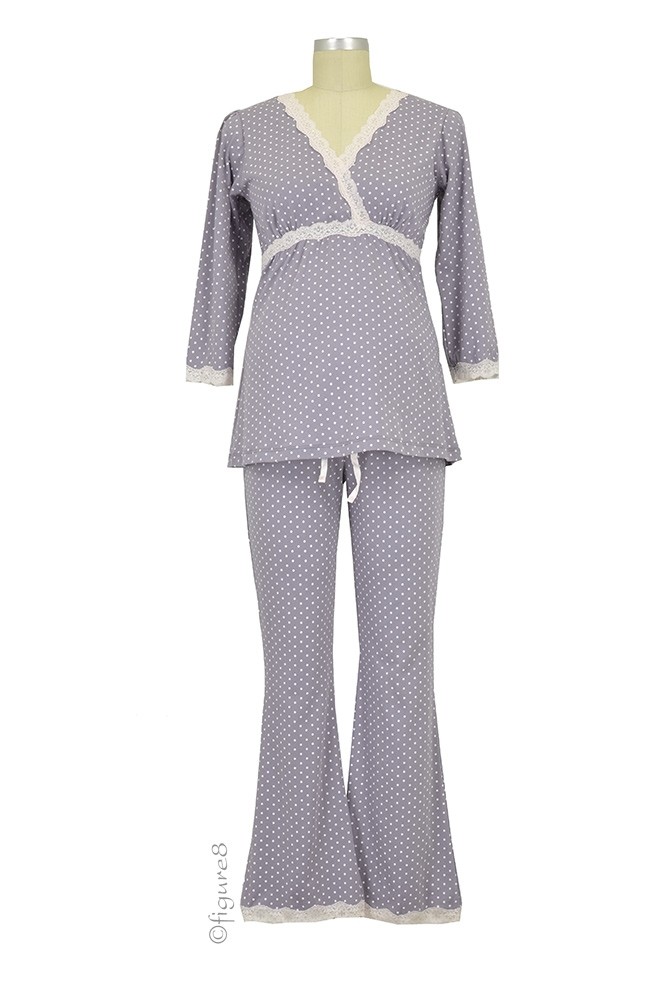Belabumbum Dottie Kimono Nursing Tunic & Pant Set (Grey Dot)