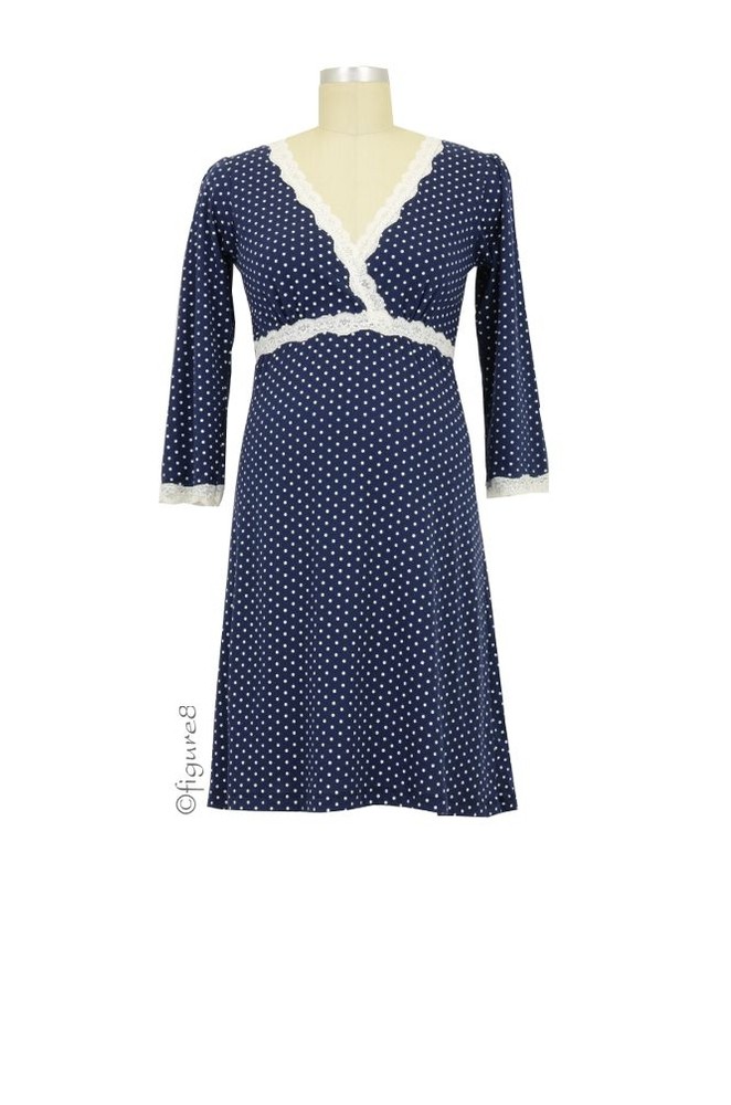 Belabumbum Dottie Kimono Nursing Gown (Navy Dot) Belabumbum Dottie Kimono Nursing Gown (Navy Dot)