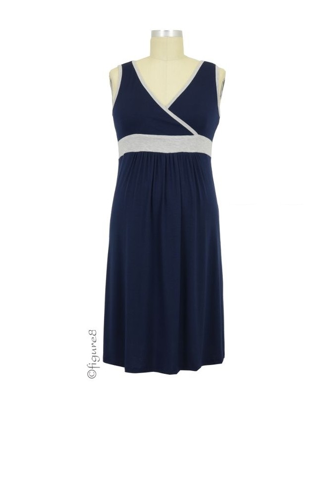 Baju Mama Jane Modal Nursing Chemise (Navy/Heather Grey) Baju Mama Jane Modal Nursing Chemise (Navy/Heather Grey)