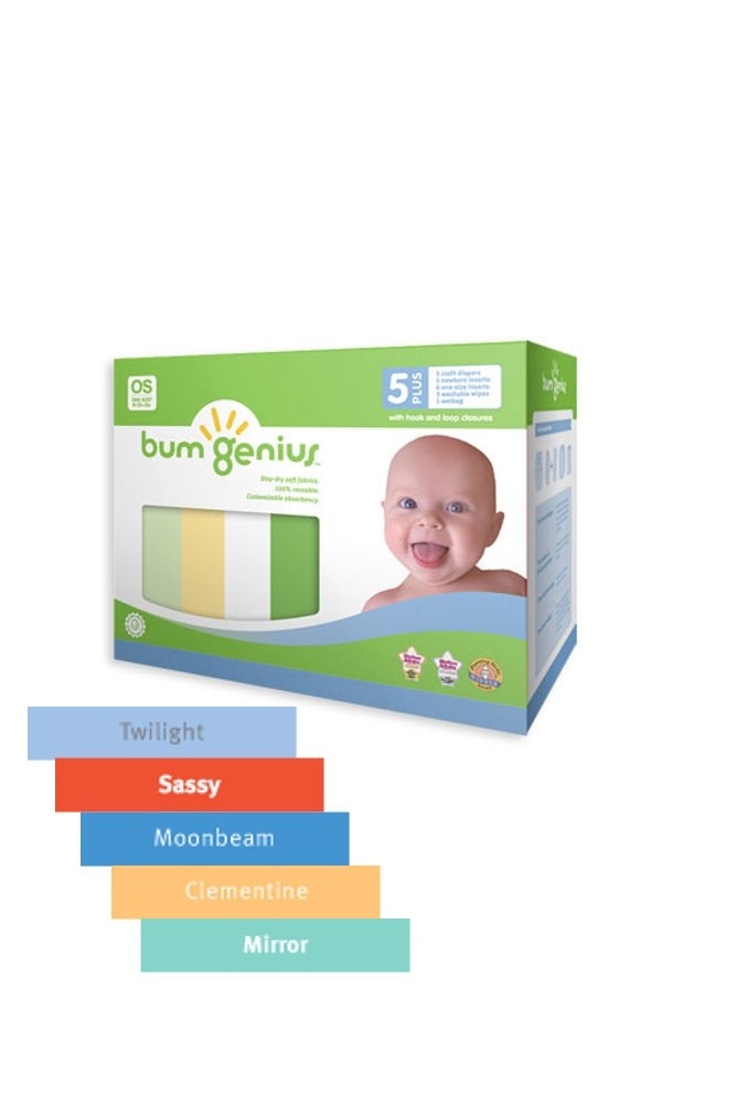 bumGenius 5+ Pack 4.0 One-Size Stay-Dry Cloth Diaper Hook & Loop (Boy Colors)