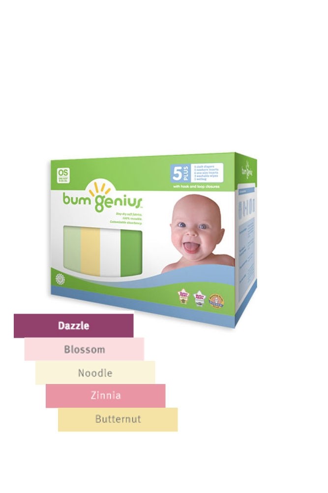 bumGenius 5+ Pack 4.0 One-Size Stay-Dry Cloth Diaper Hook & Loop (Girl Colors)