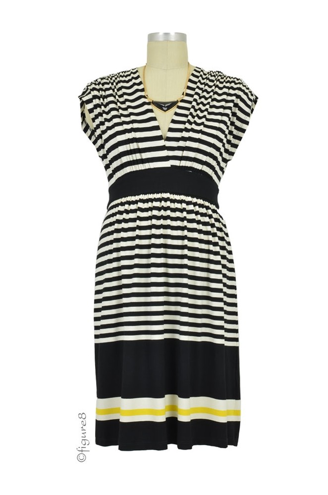 Rianna Maternity Dress (Black & White Stripes)