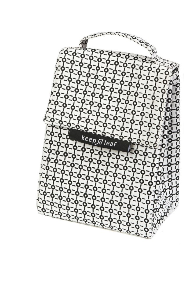 Keep Leaf Insulated Organic Lunch Tote (Black & White)