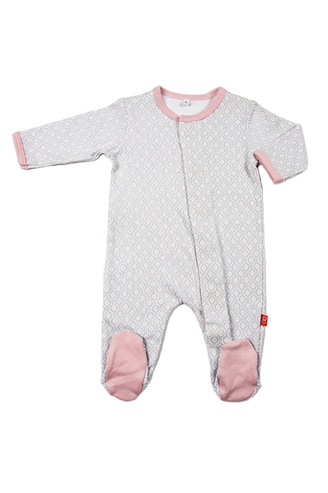 Magnetic Me™ by Magnificent Baby Cotton Mod Dot Footie (Pink Mod Dot)