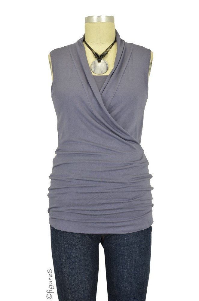 Baju Mama Isabella Raw Edge Sleeveless Maternity & Nursing Top (Purple Grey) Baju Mama Isabella Raw Edge Sleeveless Maternity & Nursing Top (Purple Grey)